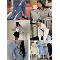 Loose And Idle Twist Hooded Double-headed Zipper Design Sweater Cardigan Coat