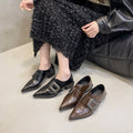 Women's Patent Leather Pointed Toe Block Heel Deep Vamp Pumps, Rhinestone Square Buckle Fashion Shoes, Versatile Commuter Elegant High Heels