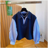Fake Two-piece Shirt Vest Top For Women