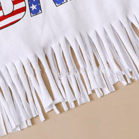 Fashion Printed Tassel Top Shorts Children's Suit