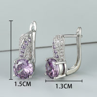 AutumnWinter Accessories White K-Gold Inlaid Round Amethyst Ear Clips