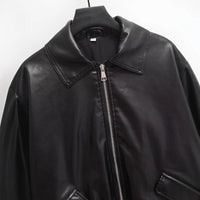 Women's Simple Imitation Leather Baggy Coat