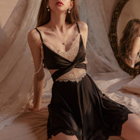 Ladies Lace Bottoming Tie Cross Nightdress Multicolor