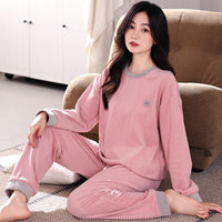 Womens Solid-Color Casual Plus-Size Loose Pajama Set