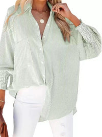 Striped Long Sleeve Loose Casual Blouse Beach Sun Protection Shirt