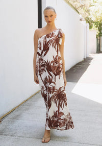 Printed Off-Shoulder Slip-Detail Sleeveless Dress For Women