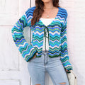 Knitted Shirt Rainbow Color Wave Pattern Christmas Sweater