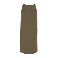 French-style Sophisticated Solid-color High-waisted Skirt With A Slit