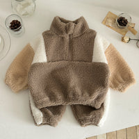 Baby And Toddler Lambswool Stand Collar Half-Zip Two-Piece Set