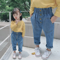 Girls' Fashionable And Versatile Personal Leisure Four-button Jeans