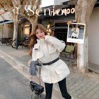 Waist-tight Slimming Hooded Women's Thick Mid-length Cotton-padded Coat