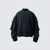 Long-sleeve Washed Vintage Fake Two-Piece Dyed American Streetwear T-Shirt