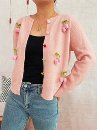 Three-dimensional Decoration Flower Cute Style Knit Casual Valentine's Day Sweater