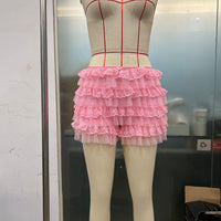 Flounced Wave Solid Color Lolita Low Waisted Shorts