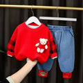 Children's Foreign Style Baby Net Red Fashionable Sweater Suit