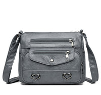 Crossbody Bag Soft Leather Textured Retro Large Capacity Middle-aged