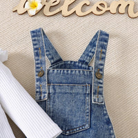 Children's Long-sleeved Jumpsuit Denim Suspender Skirt