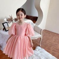 Western Style Princess Dress Children Bubble Sleeve