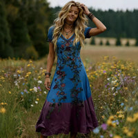 Womens Retro Elegant Ombre Dress