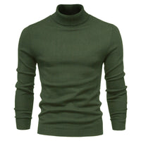 Casual Men's Solid Color Pullover Sweater High Neck