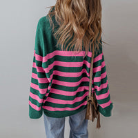 Fall Color-blocking Printed Pullover Long Sleeve Sweater