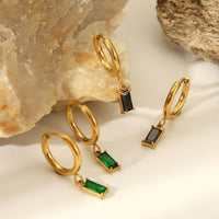 Hanging Zirconium Colored Stone Earrings