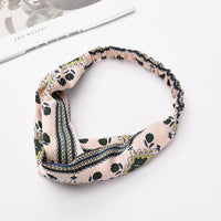 Fabric cross-knotted bow chiffon floral headband