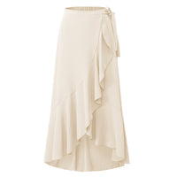 Wrap Skirt High Waist Elasticated Back Midi Length Womens