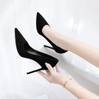 New Single Layer Shoes Women's Fashion Pointed Stiletto Heels Temperament Pure Color Business Ol Women's Shoes