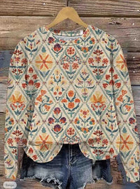 European And American Printing Long Sleeve Casual Top Autumn Winter Sweater