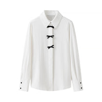 Women's Fashion Bow Decorated Long Sleeve Shirt