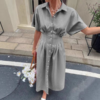 Fitted-waist Dress With A Slit At The Hem