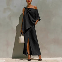 Womens Off-Shoulder Top And Skirt Two-Piece Set