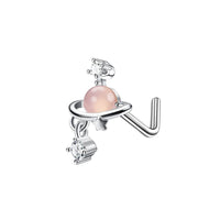 Peach Heart Butterfly With Zircon Stainless Steel Piercing Nose Ring