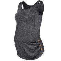 Sleeveless Solid Color Round Neck Button Vest Pregnant Women Breastfeeding Top