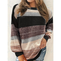 Striped Contrast Color Temperament Youthful-looking Sweater