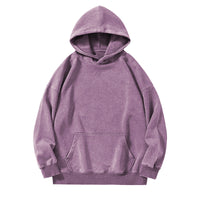 Make Old Washed Wax Printed Cotton Sweatshirt Loose Fit