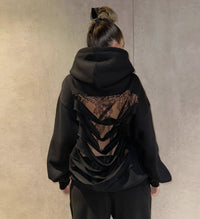 Women's Sexy See-through Mesh Patchwork Hoodie
