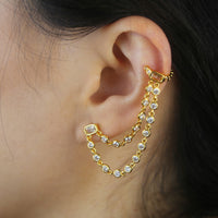 European And American Popular Round Zircon Square Zircon Ear Studs