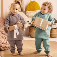 Thick Autumn And Winter Clothes Children's Pullover Hooded Sweater Trousers Two-piece Set
