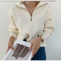 Loose-fitting Womens Knitted Sweater With A Zipper For Outerwear