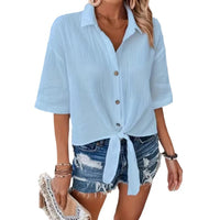 Women's Solid-Color Casual Shirts From Europe And America