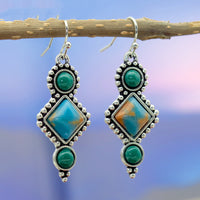 Vintage Thai Silver-plated Dragon Crystal Turquoise Earrings