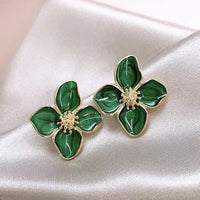 Korean Style Green Flower Fashion Elegant Earrings