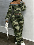 Women's Camouflage Off Shoulder Jumpsuit