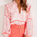 Fluffy Collar Short Sleeved Shirt