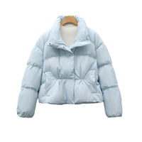 New Small Stand-collar Solid Color Simple Down Jacket For Women