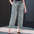 Washable Straight-leg Pants With Multiple Pockets And A Drawstring