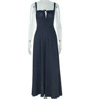 Womens Solid-Colored Bustier Slit Lace-Up Casual Dress