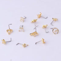 Titanium Steel Screw Rod Nose Nail Micro-set Marquise Love Zircon